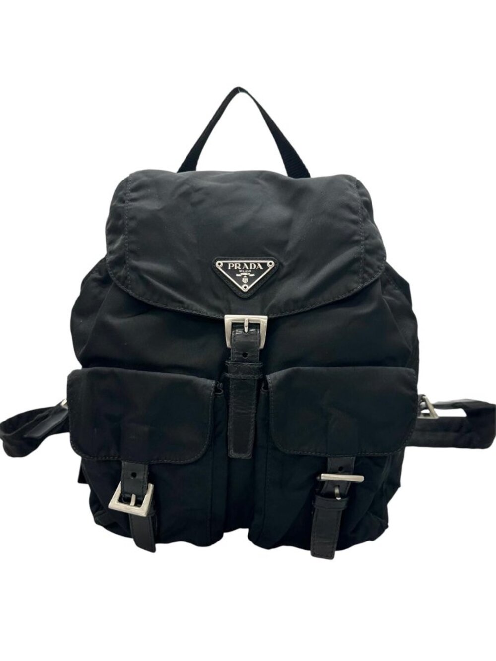 Prada Triangle Logo Backpack Nylon Black